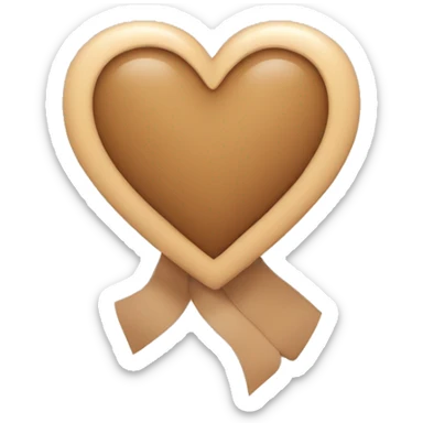 A light brown heart with a ribbon sticker