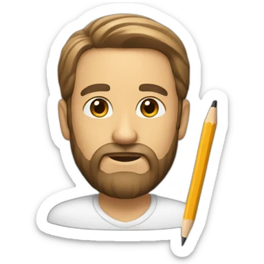 a man with a beard and a pencil behind his ear sticker