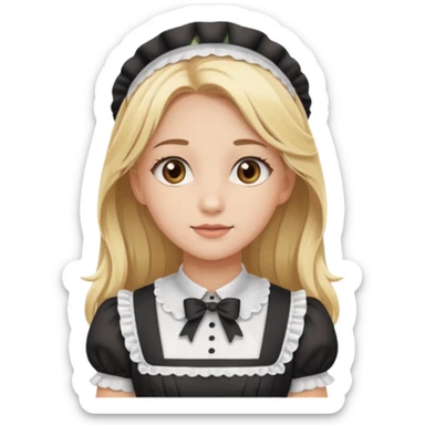 Long blonde hair girl maid with brown eyes sticker