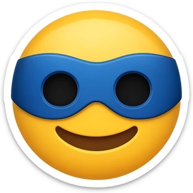 yellow face with blue superhero mask emoji, digital illustration sticker