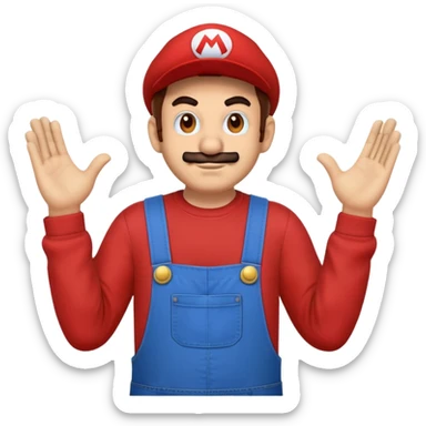 Mario character with red long sleeve shirt and blue overalls sticker