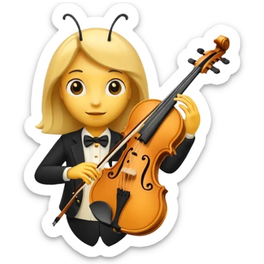 violin player bee sticker