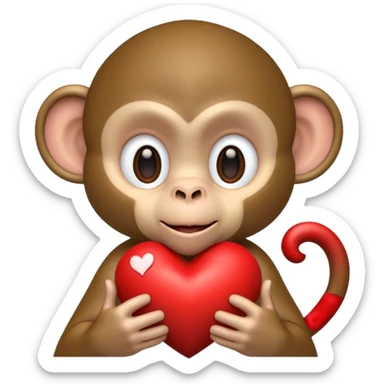 un mono con un corazon pero mas realista sticker