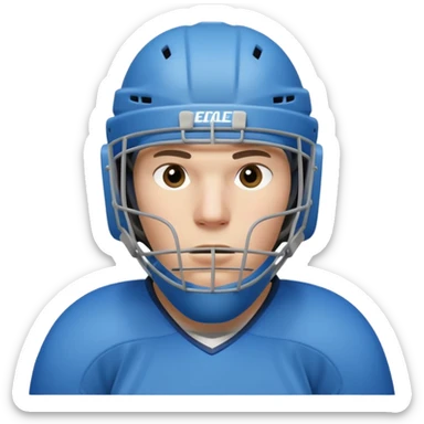 ice hockey goalie portrait, head and shoulders only, wearing goalie mask and helmet, padded jersey collar, holding goalie stick, focused intense expression, 3D cartoon style, mobile game icon style, clean background, no text, no watermark

 sticker