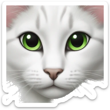 Black and white cat with an asymmetrical spot on the nose and green eyes sticker