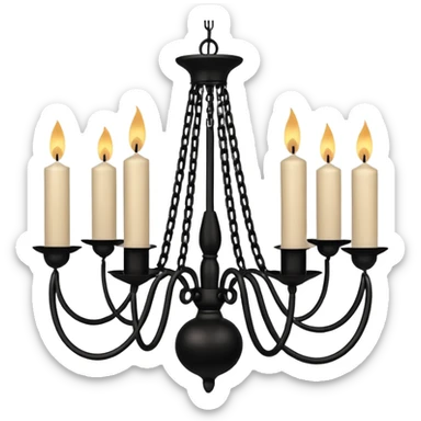 Simple minimalistic hanging chained black Ceiling chandelier with beige-white candles sticker