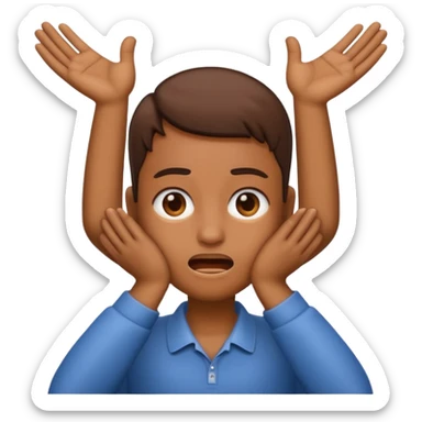 An emoji with hands on their neck and squeezing hard they looked stressedn sticker