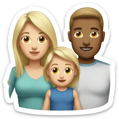 Brown hair mom and blonde baby and blonde dad sticker