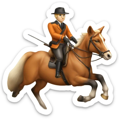 Fox hunting on horse sticker