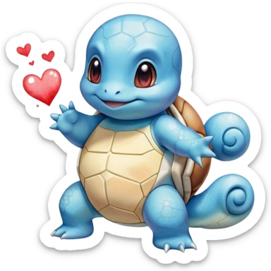 Squirtle sending a kiss sticker