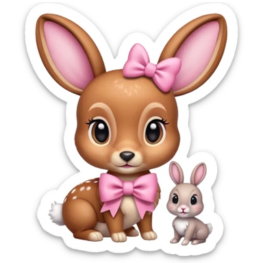 Bambi with pink bow with bunny sticker