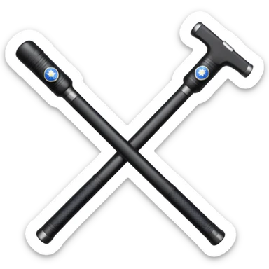 two police batons with handles forming an L sticker