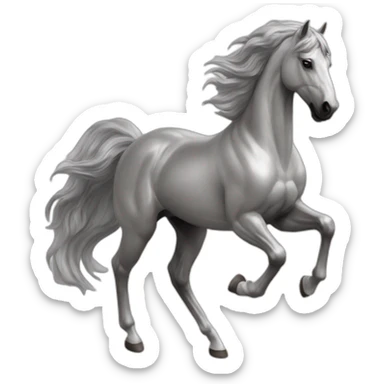 A majestic steed with a metallic sheen gallops with great power and grace sticker