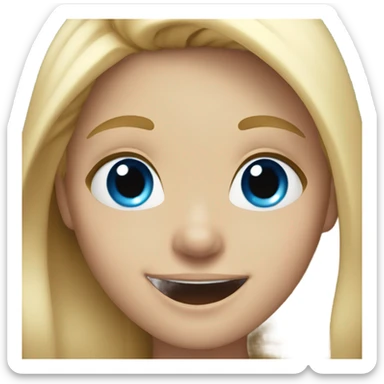 Blonde girl, blue eyes laughing sticker