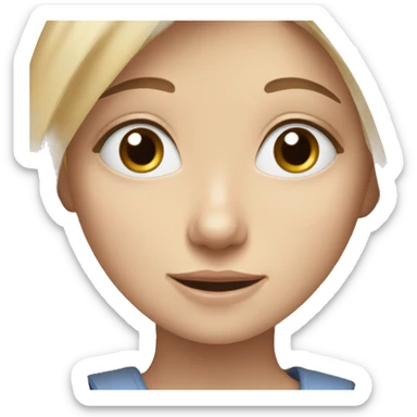 Blonde girl blue eyes and Two rabbits: one grey and one brown. sticker