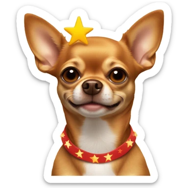 Red / brown chihuahua wearing a star topper on head sticker