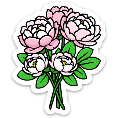 A peony flower bouquet with pink and white flowers sticker