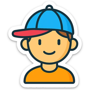 boy wearing a baseball cap sticker
