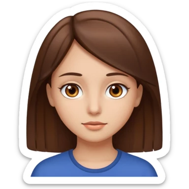 girl with straight brown hair and brown eyes sticker
