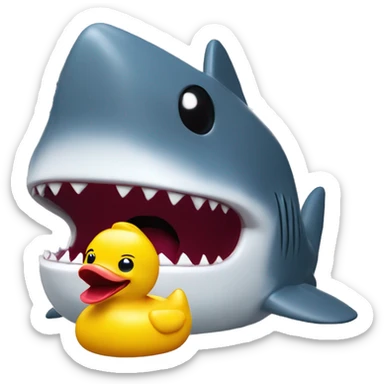 shark rubber duck in mouth sticker
