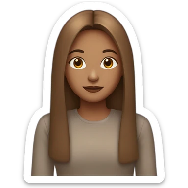 light brown girl with long straight hair and brown eyes sticker