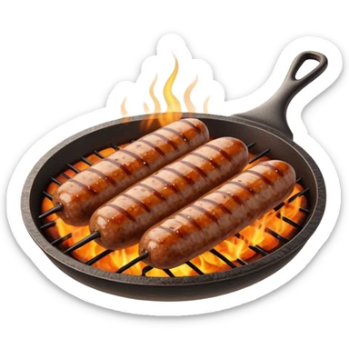 Cinematic Realistic Cevapi Dish Emoji, depicted as small, grilled minced meat sausages with a charred exterior rendered with lifelike textures and warm, savory lighting. sticker
