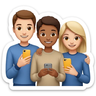 Three friends talking each other sticker