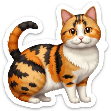 full body calico tabby cat with tiny head and fat body sticker