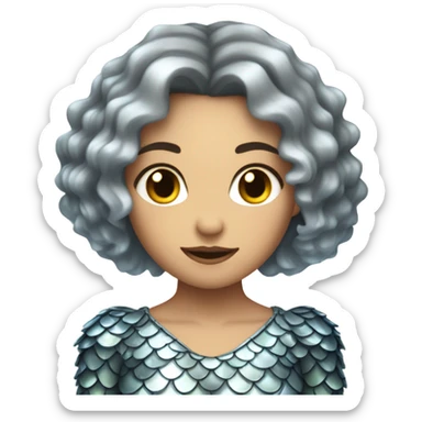 pretty evil siren girl, with fish scales and short hair sticker