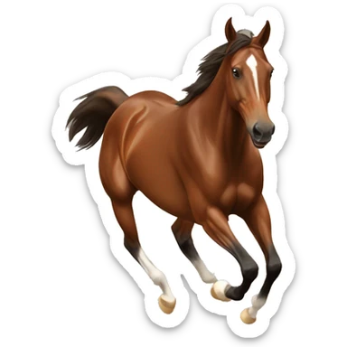 jumping brown Thoroughbred horse sticker