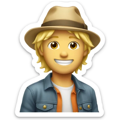 blond boy with hat enjoy playing  sticker
