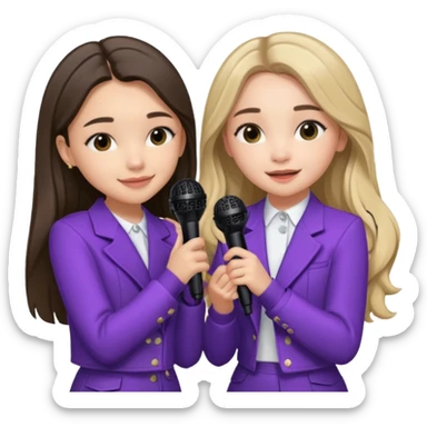 Make Olivia Rodrigo hugging Sabrina carpenter while they are singing into microphones sticker