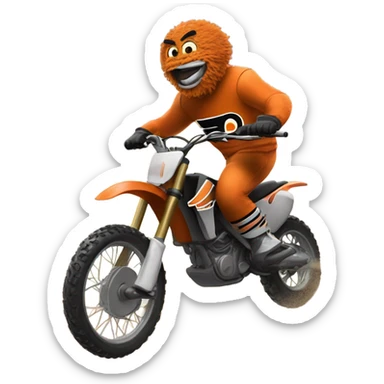 Gritty from the flyers wheeling a dirtbike  sticker