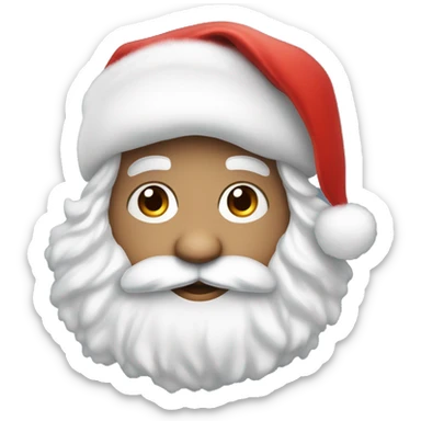 “An adorable Santa with a red suit, fluffy white beard, rosy cheeks, big eyes, and a red hat with a white pom-pom réaliste  sticker