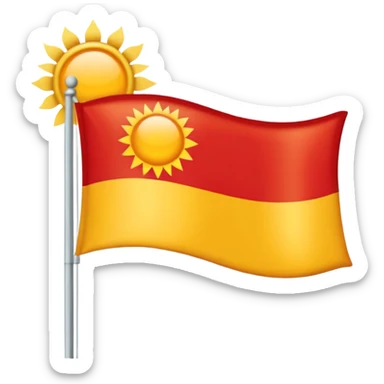 Eine Flagge die weiß ist von links nach rechts ist ein roter streifiger balken. In den roten dickeren Streifen ist eine Sonne ohne Gesicht etwa so 🌞 nur ohne Gesicht sticker