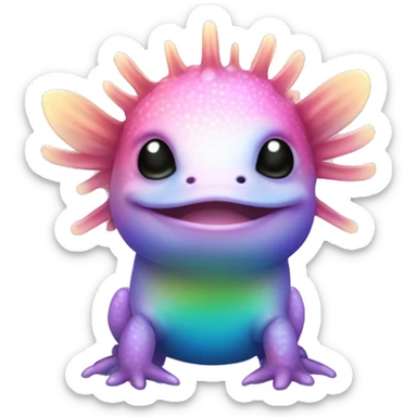 Gradient rainbow shimmery iridescent axolotl full body sticker