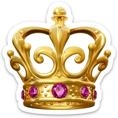 Gold crown with red gems in a circle brosch/crest sticker