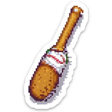 wooden baseball bat, pixel art style, no background sticker