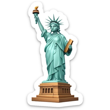 Cinematic Realistic Statue of Liberty Landmark Emoji, depicted with the iconic, majestic statue set against a clear sky rendered with detailed textures and dramatic, symbolic lighting. sticker