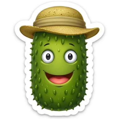 Pickle with a hat sticker