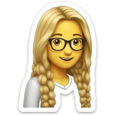 happy long-haired-girl glasses posing sticker