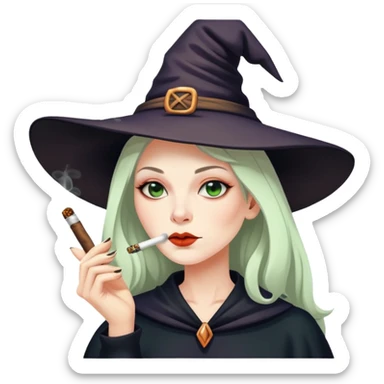 witch smoking a joint sticker