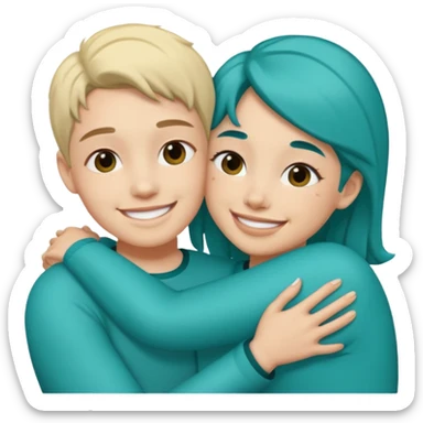teal love hug sticker