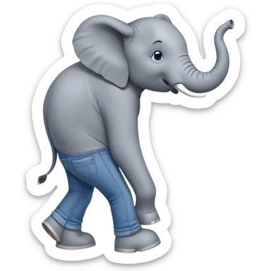 anthropomorphised elephant in jeans and t-shirt walking upright sticker
