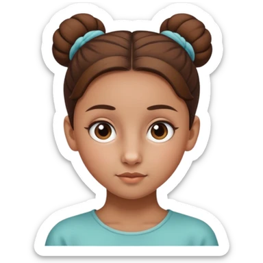 Normal skinned, tiny nosed, brown haired girl with sleek buns sticker