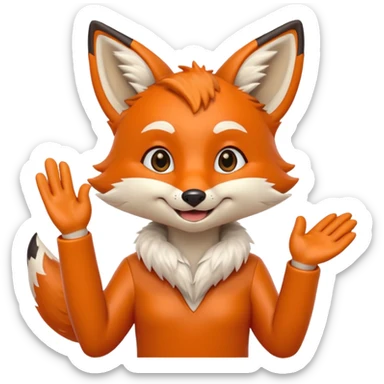 Anthro Fox waving sticker