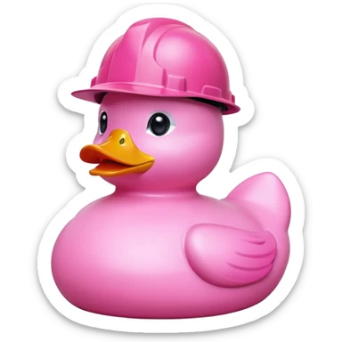 Pink rubber duck with pink hard hat sticker
