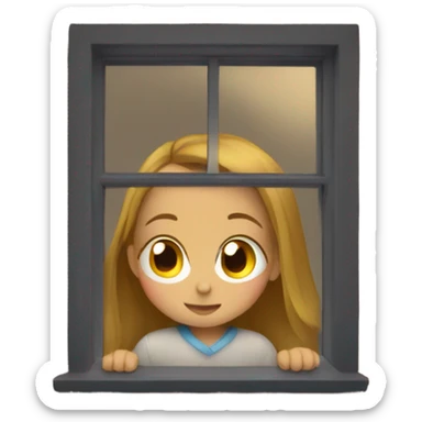Girl gazing through window sticker