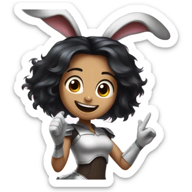 Alita worrior princess as a bunny cheering sticker