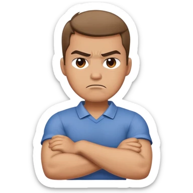 Arms crossed holding neck angry guy sticker